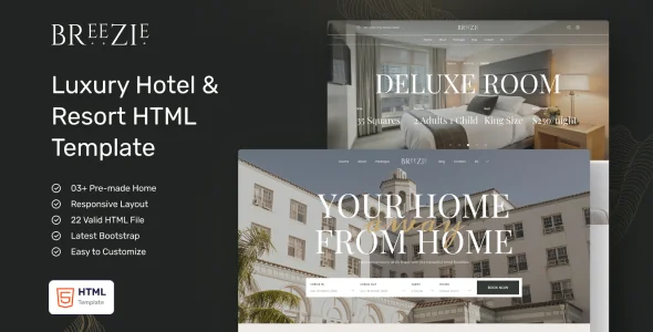 Breezie – Classy Hotel & Resort HTML Template